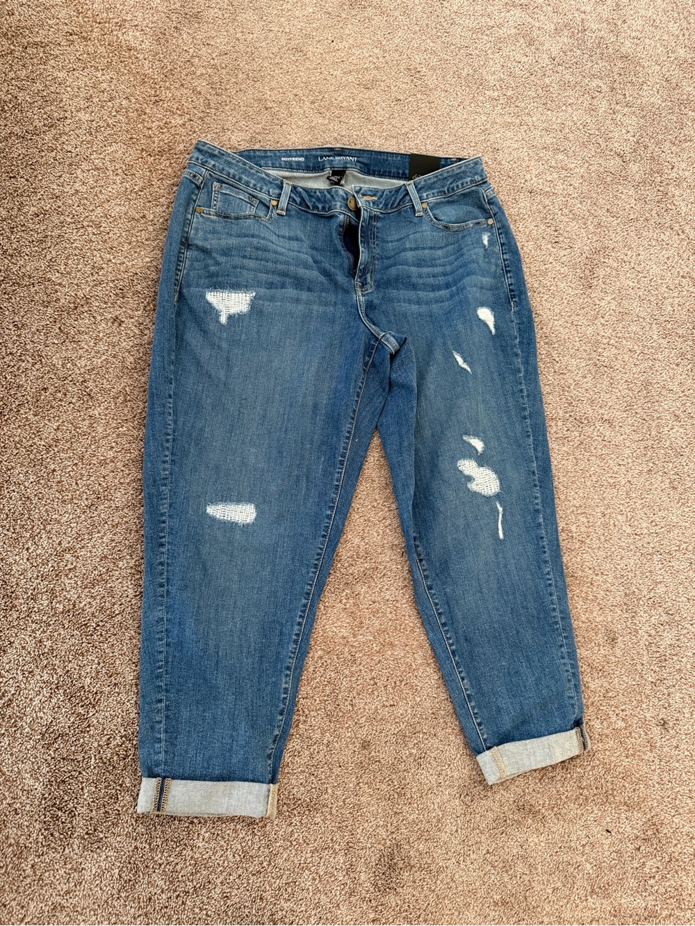 Lane Bryant Distressed Blue Boyfriend Jeans